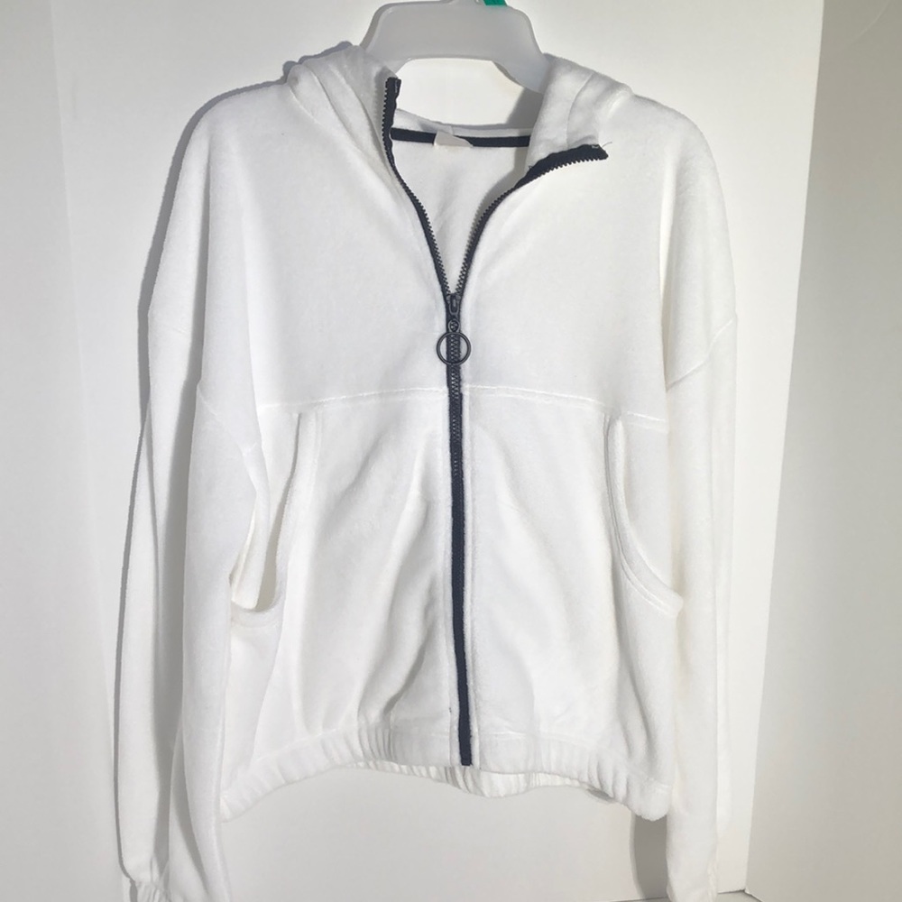 Junior’s White XL Fleece Zip Up Jacket w/ Hood